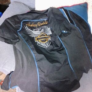 Harley-Davidson Black and Blue Bomber Jacket